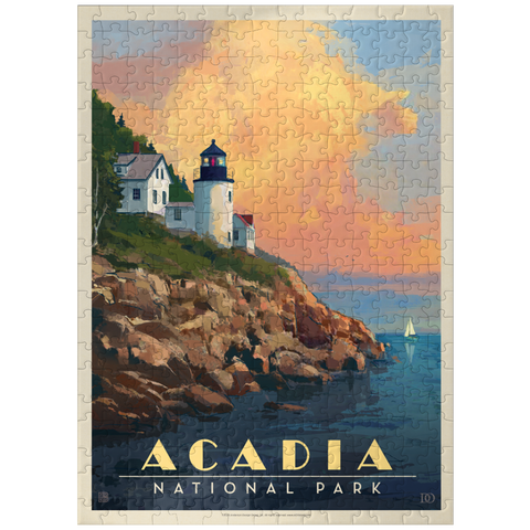 puzzleplate Acadia National Park: Lighthouse, Vintage Poster 300 Jigsaw Puzzle