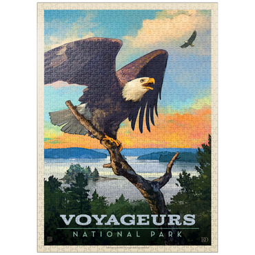 puzzleplate Voyageurs National Park: Bald Eagle, Vintage Poster 1000 Jigsaw Puzzle