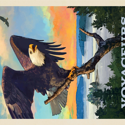 Voyageurs National Park: Bald Eagle, Vintage Poster 1000 Jigsaw Puzzle 3D Modell