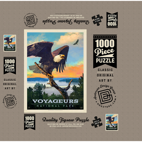 Voyageurs National Park: Bald Eagle, Vintage Poster 1000 Jigsaw Puzzle box 3D Modell