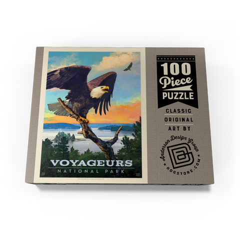 Voyageurs National Park: Bald Eagle, Vintage Poster 100 Jigsaw Puzzle box view3