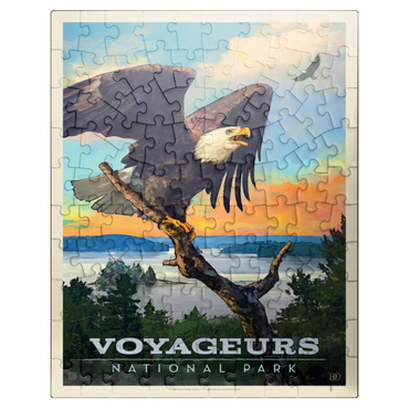 puzzleplate Voyageurs National Park: Bald Eagle, Vintage Poster 100 Jigsaw Puzzle
