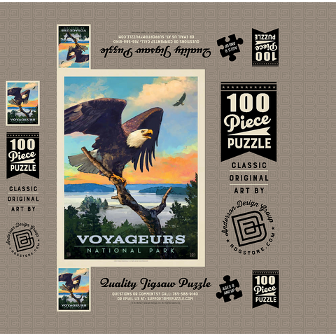 Voyageurs National Park: Bald Eagle, Vintage Poster 100 Jigsaw Puzzle box 3D Modell
