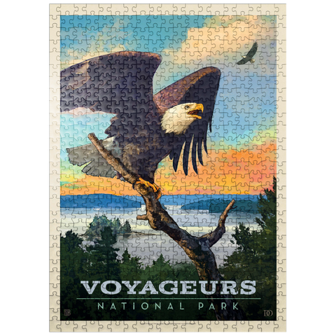 puzzleplate Voyageurs National Park: Bald Eagle, Vintage Poster 500 Jigsaw Puzzle