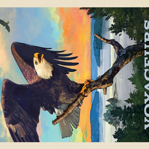 Voyageurs National Park: Bald Eagle, Vintage Poster 500 Jigsaw Puzzle 3D Modell