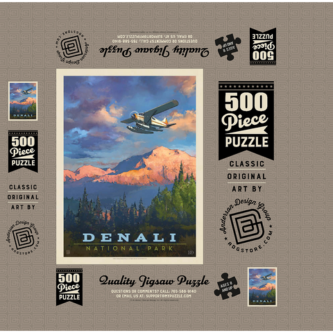 Denali National Park: Back Country, Vintage Poster 500 Jigsaw Puzzle box 3D Modell