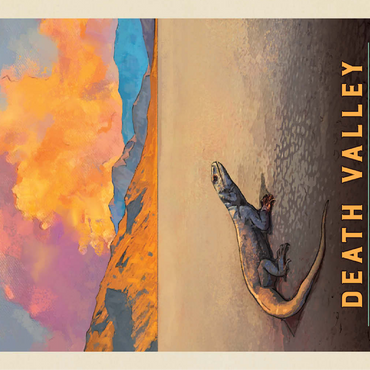 Death Valley National Park: Chuckwalla Lizard, Vintage Poster 100 Jigsaw Puzzle 3D Modell