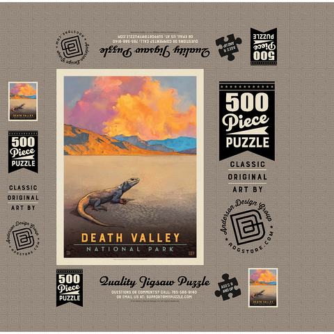 Death Valley National Park: Chuckwalla Lizard, Vintage Poster 500 Jigsaw Puzzle box 3D Modell