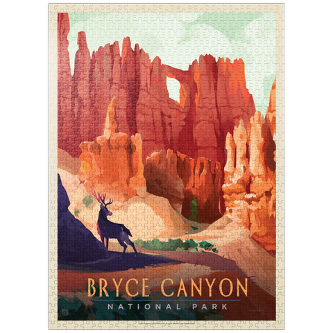 puzzleplate Bryce Canyon National Park: Mule Deer, Vintage Poster 1000 Jigsaw Puzzle