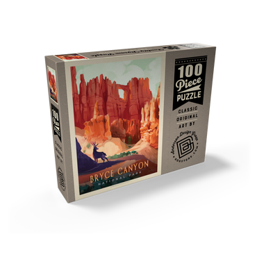Bryce Canyon National Park: Mule Deer, Vintage Poster 100 Jigsaw Puzzle box view2