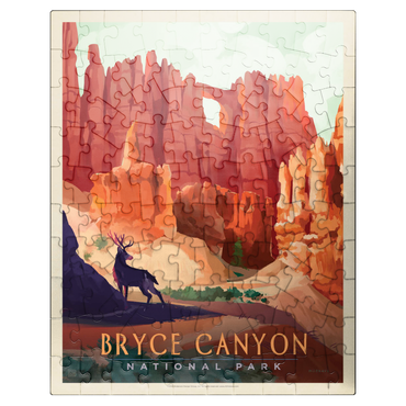 puzzleplate Bryce Canyon National Park: Mule Deer, Vintage Poster 100 Jigsaw Puzzle