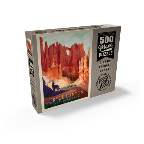 Bryce Canyon National Park: Mule Deer, Vintage Poster 500 Jigsaw Puzzle box view2