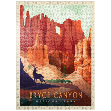 puzzleplate Bryce Canyon National Park: Mule Deer, Vintage Poster 500 Jigsaw Puzzle