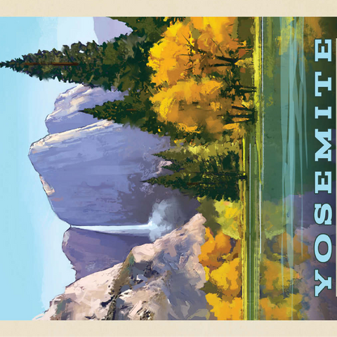 Yosemite National Park: Golden Vista, Vintage Poster 100 Jigsaw Puzzle 3D Modell