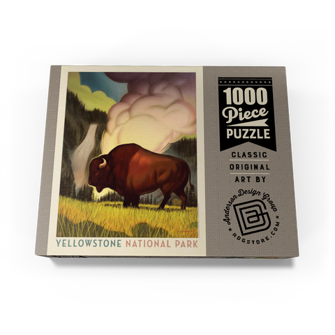 Yellowstone National Park: Art Deco Bison, Vintage Poster 1000 Jigsaw Puzzle box view3