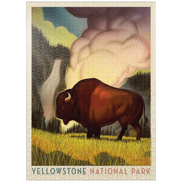 puzzleplate Yellowstone National Park: Art Deco Bison, Vintage Poster 1000 Jigsaw Puzzle