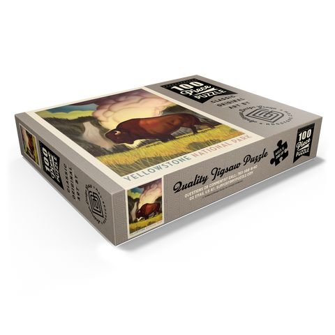 Yellowstone National Park: Art Deco Bison, Vintage Poster 100 Jigsaw Puzzle box view1