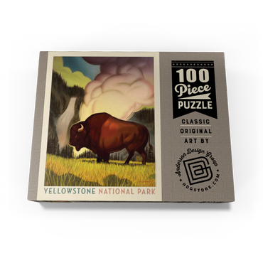 Yellowstone National Park: Art Deco Bison, Vintage Poster 100 Jigsaw Puzzle box view3