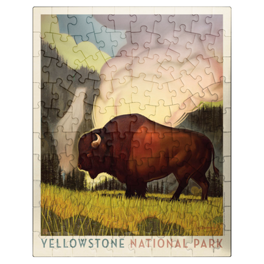 puzzleplate Yellowstone National Park: Art Deco Bison, Vintage Poster 100 Jigsaw Puzzle