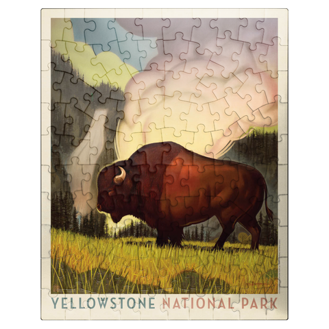 puzzleplate Yellowstone National Park: Art Deco Bison, Vintage Poster 100 Jigsaw Puzzle