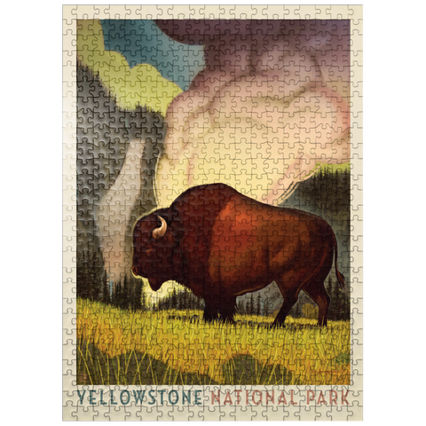 puzzleplate Yellowstone National Park: Art Deco Bison, Vintage Poster 500 Jigsaw Puzzle