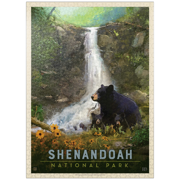 puzzleplate Shenandoah National Park: Bear Family, Vintage Poster 1000 Jigsaw Puzzle
