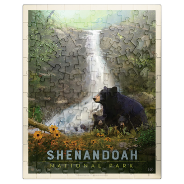 puzzleplate Shenandoah National Park: Bear Family, Vintage Poster 100 Jigsaw Puzzle
