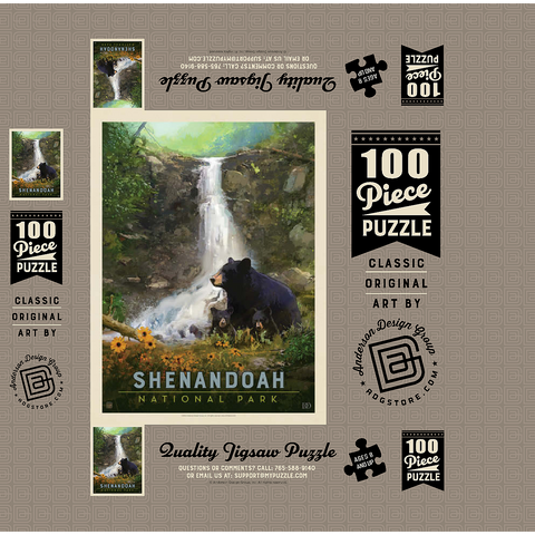 Shenandoah National Park: Bear Family, Vintage Poster 100 Jigsaw Puzzle box 3D Modell