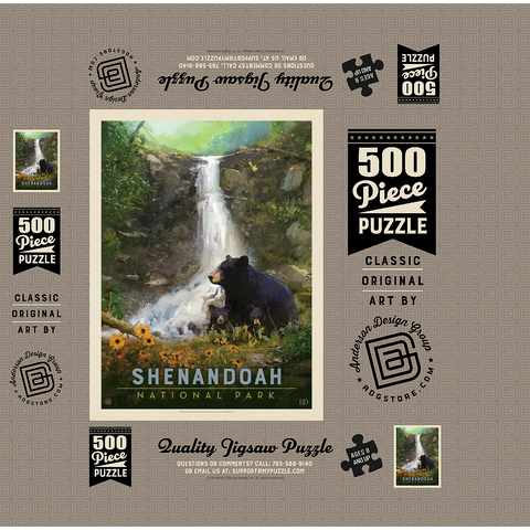 Shenandoah National Park: Bear Family, Vintage Poster 500 Jigsaw Puzzle box 3D Modell