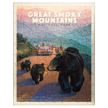 puzzleplate Great Smoky Mountains National Park: Bear Jam, Vintage Poster 100 Jigsaw Puzzle