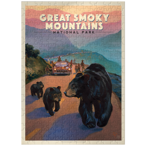 puzzleplate Great Smoky Mountains National Park: Bear Jam, Vintage Poster 300 Jigsaw Puzzle