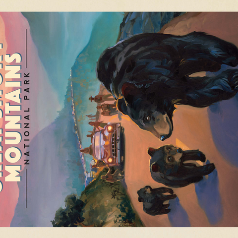 Great Smoky Mountains National Park: Bear Jam, Vintage Poster 500 Jigsaw Puzzle 3D Modell