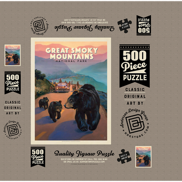 Great Smoky Mountains National Park: Bear Jam, Vintage Poster 500 Jigsaw Puzzle box 3D Modell