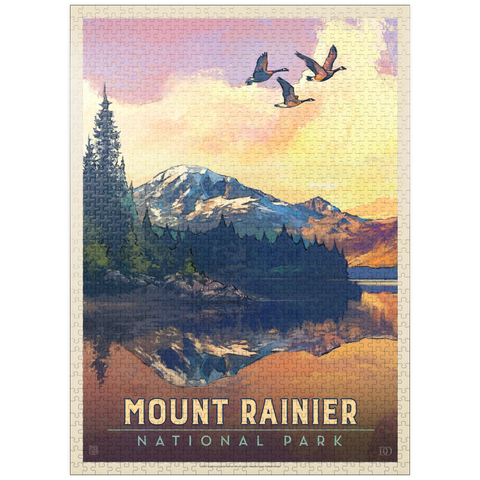 puzzleplate Mount Rainier National Park: Daybreak, Vintage Poster 1000 Jigsaw Puzzle