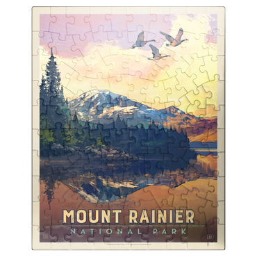 puzzleplate Mount Rainier National Park: Daybreak, Vintage Poster 100 Jigsaw Puzzle