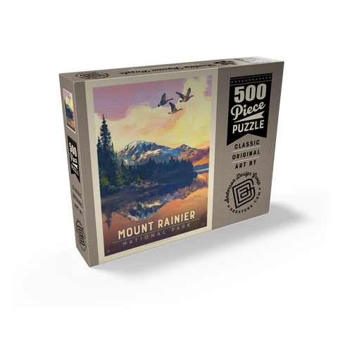 Mount Rainier National Park: Daybreak, Vintage Poster 500 Jigsaw Puzzle box view2