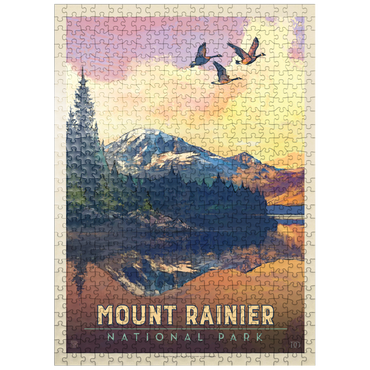 puzzleplate Mount Rainier National Park: Daybreak, Vintage Poster 500 Jigsaw Puzzle