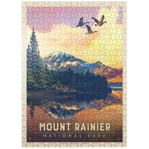 puzzleplate Mount Rainier National Park: Daybreak, Vintage Poster 500 Jigsaw Puzzle