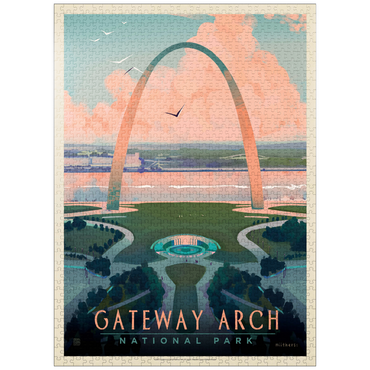 puzzleplate Gateway Arch National Park: Bird's-eye View, Vintage Poster 1000 Jigsaw Puzzle