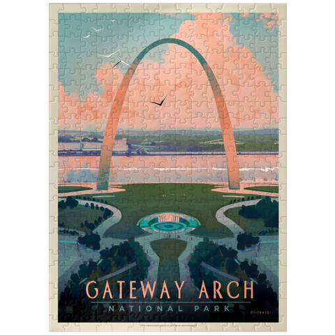 puzzleplate Gateway Arch National Park: Bird's-eye View, Vintage Poster 300 Jigsaw Puzzle