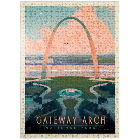 puzzleplate Gateway Arch National Park: Bird's-eye View, Vintage Poster 500 Jigsaw Puzzle