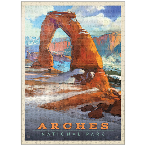puzzleplate Arches National Park: Snowy Delicate Arch, Vintage Poster 1000 Jigsaw Puzzle