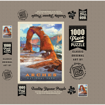 Arches National Park: Snowy Delicate Arch, Vintage Poster 1000 Jigsaw Puzzle box 3D Modell