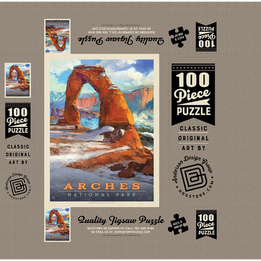 Arches National Park: Snowy Delicate Arch, Vintage Poster 100 Jigsaw Puzzle box 3D Modell