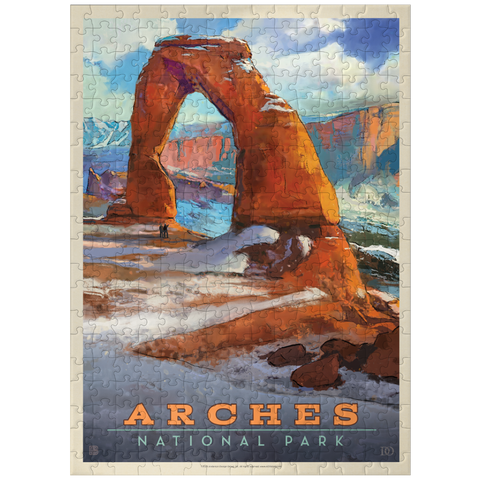 puzzleplate Arches National Park: Snowy Delicate Arch, Vintage Poster 300 Jigsaw Puzzle