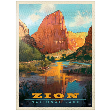 puzzleplate Zion National Park: Virgin River Valley, Vintage Poster 1000 Jigsaw Puzzle
