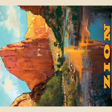 Zion National Park: Virgin River Valley, Vintage Poster 100 Jigsaw Puzzle 3D Modell