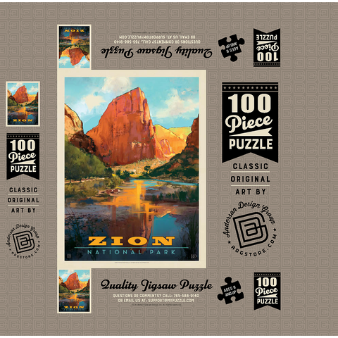 Zion National Park: Virgin River Valley, Vintage Poster 100 Jigsaw Puzzle box 3D Modell