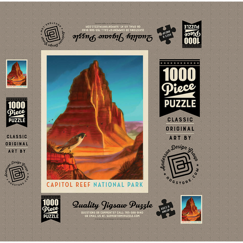 Capitol Reef National Park: Falcon Roost, Vintage Poster 1000 Jigsaw Puzzle box 3D Modell