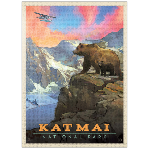 puzzleplate Katmai National Park: Mountain View, Vintage Poster 1000 Jigsaw Puzzle